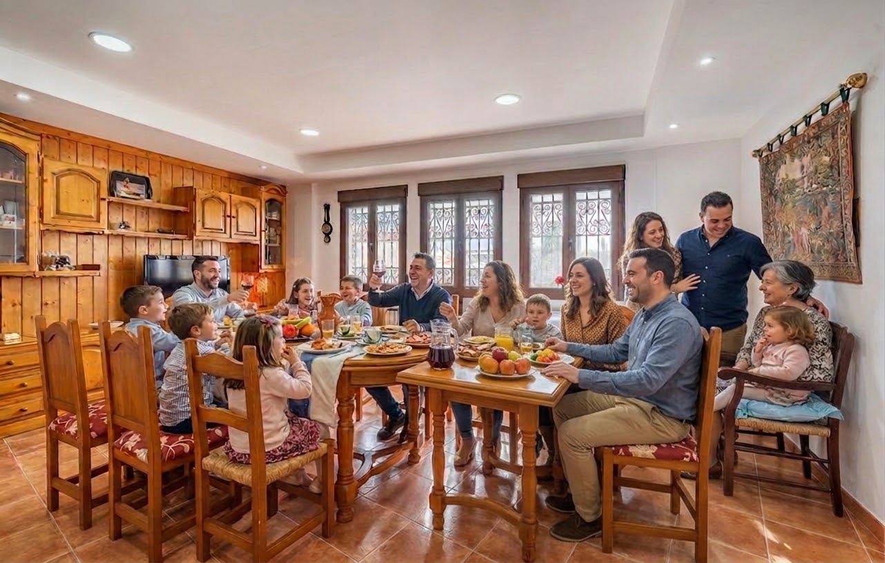 Familia reunida en el comedor